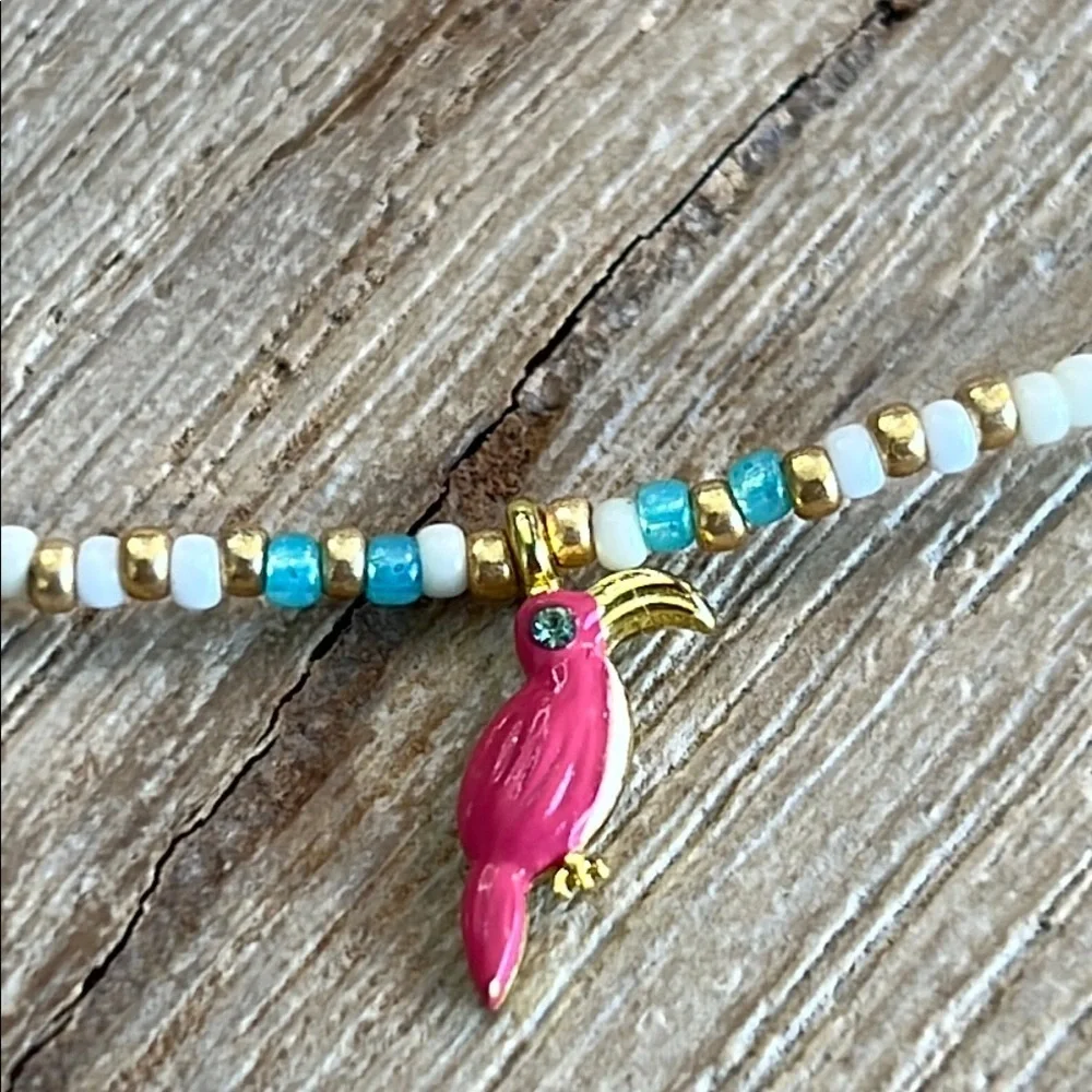 Pura Vida Bracelet Bundle Parrot Toucan Bird Shell Bead Pearl Pink Rare Gold - Picture 4 of 8